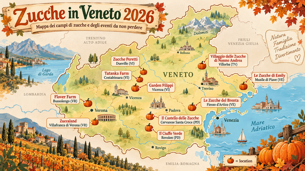 Zucche in Veneto: i 10 campi di zucche più belli da visitare con i bambini nel 2026